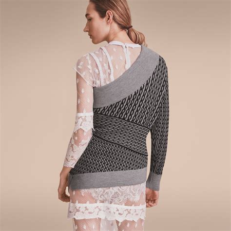 burberry one shoulder cable knit sweater|Burberry Ladies Cable Knit Wool Blend One.